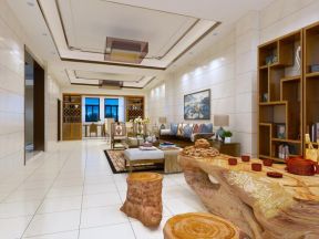 新中式风格197平米三居室休闲区根雕茶桌设计效果图