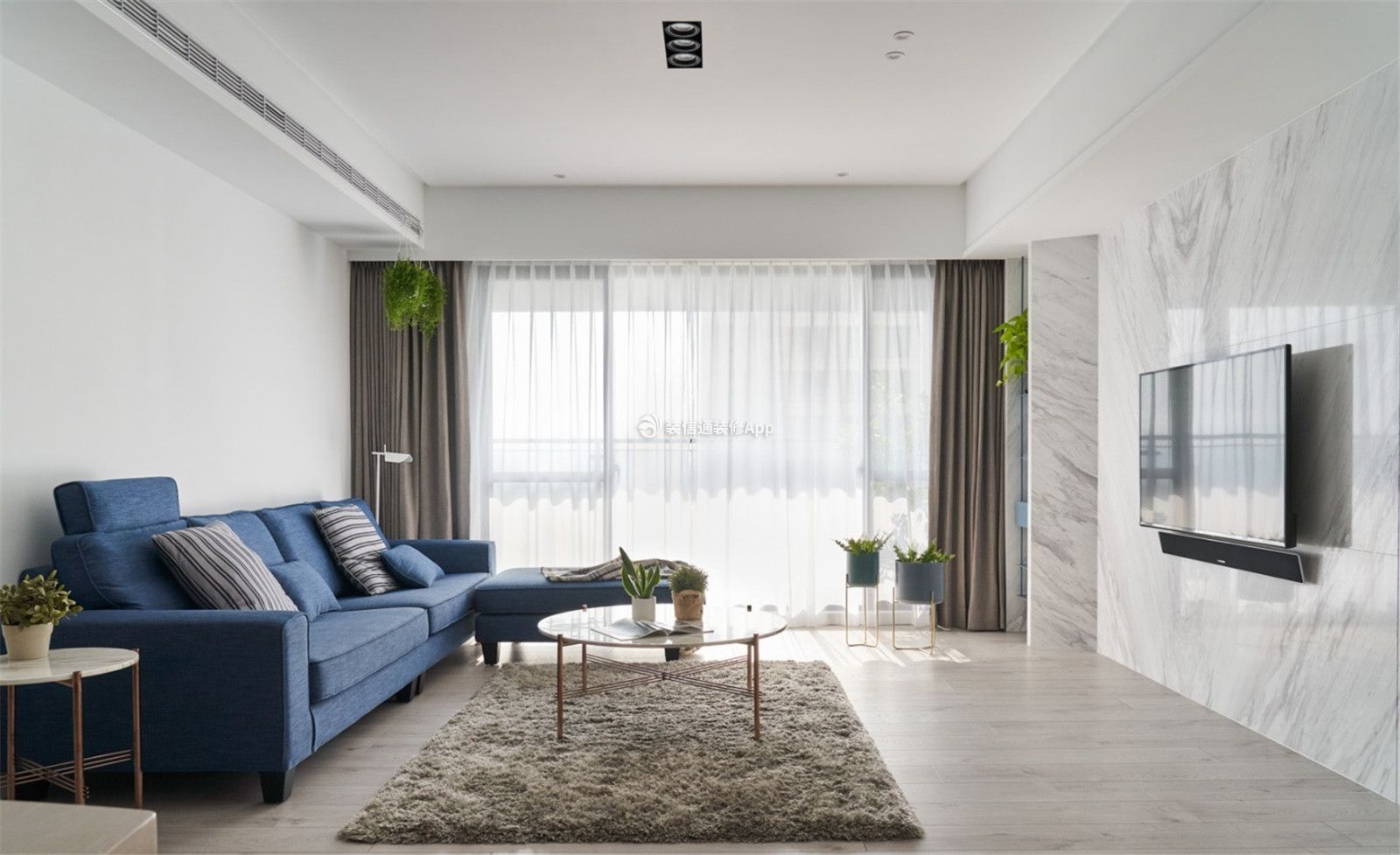 现代简约风格122平米三居室房屋客厅沙发设计图片