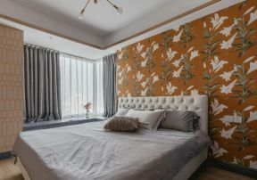  2020卧室纯色窗帘效果图 2020时尚卧室墙装修设计