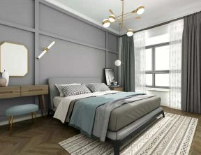 现代轻奢风格90平米二居卧室背景墙设计效果图