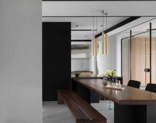 186平米新房餐厅木质餐桌装修效果图