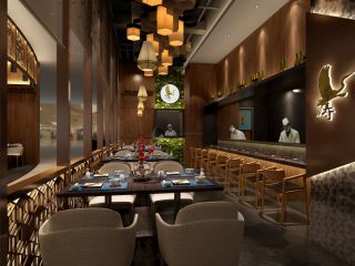 100平米日式寿司店吧台设计效果图