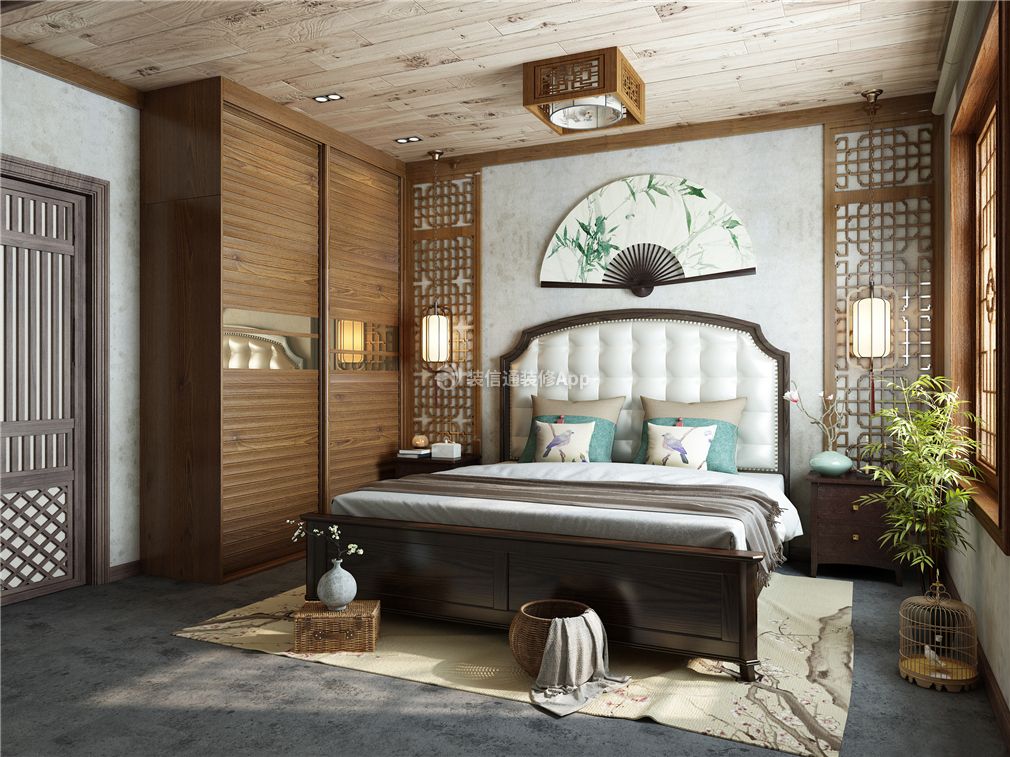 中式风格房屋卧室灯具装潢装修设计案例