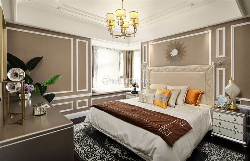 现代欧式风格120平米新房卧室飘窗设计图片