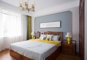  中式床装修效果图片 中式床头背景墙装修效果图