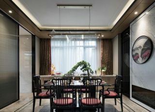 中式风格餐厅背景墙创意装修设计案例图