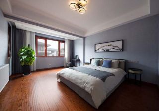 中式风格大户型主卧室实木地板设计案例图片