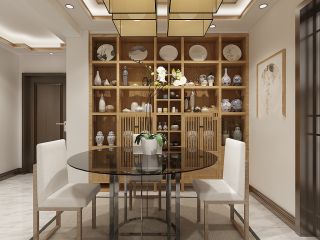 145平米新中式风格新房餐厅柜子装修效果图