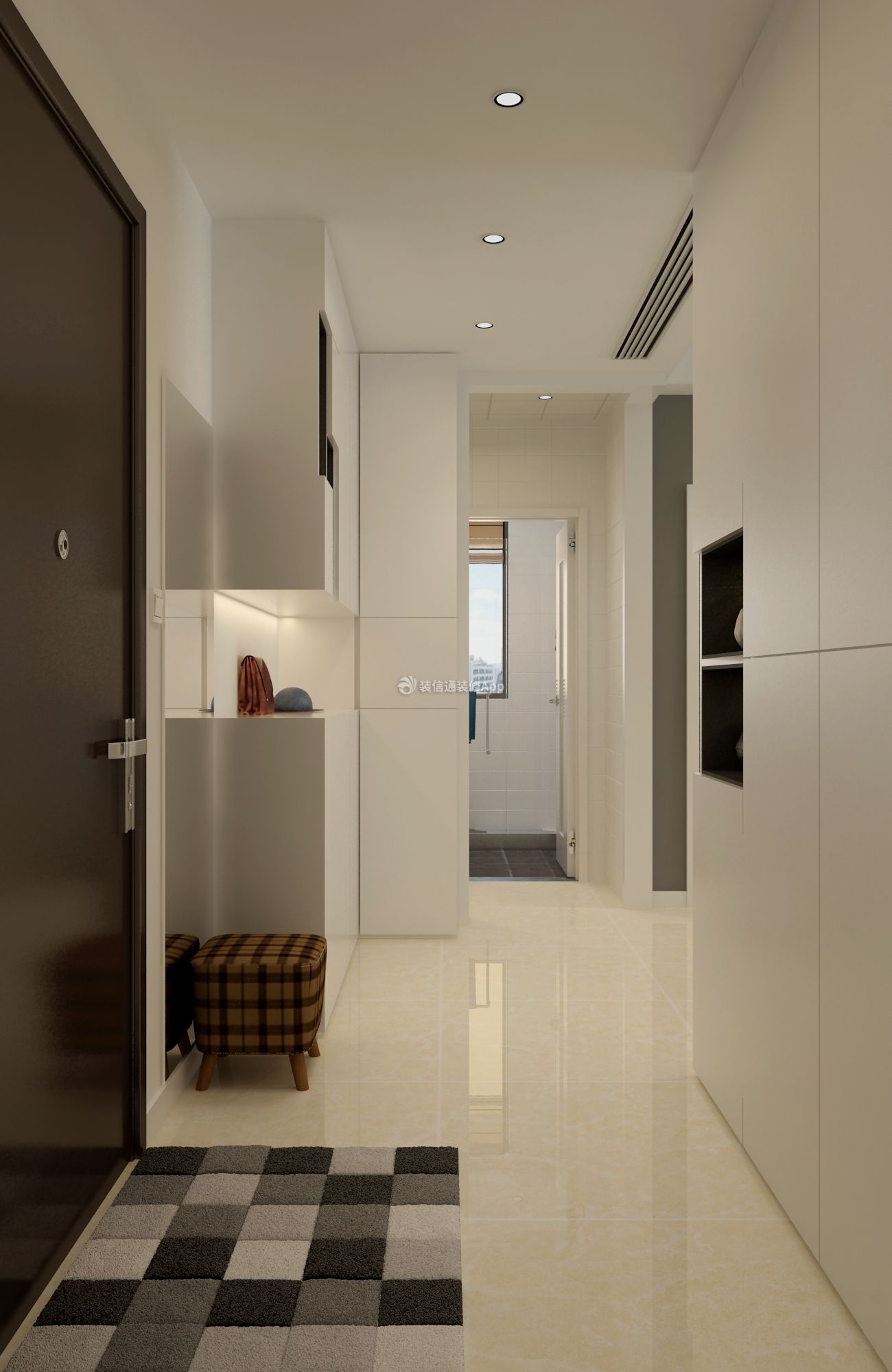 110平米现代风格三居室过道装修效果图