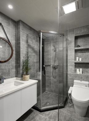 北欧住宅卫生间淋浴房整体装修设计图 