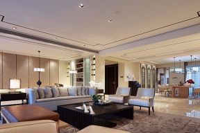 简约新中式风格300平米别墅客厅茶几设计图片