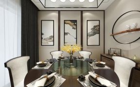 新中式风格245平米别墅餐厅背景墙装饰效果图