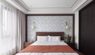 新中式风格商品房卧室背景墙壁灯装修