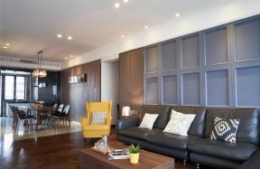 85平米现代简约风格两居客厅沙发墙装修实景图片