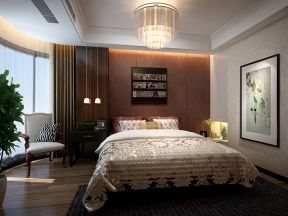 紫鑫豪庭新中式146平三居室卧室装修案例
