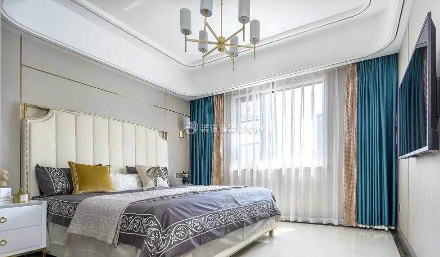 现代风格房屋卧室窗帘装潢装修图片