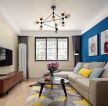 现代风格房屋客厅蓝色背景墙装修图