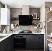 现代风格家用厨房黑色橱柜装修设计图