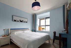 现代风格房屋卧室蓝色背景墙装修图欣赏