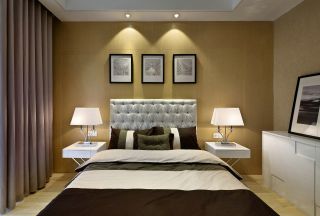 现代风格房屋卧室纯色窗帘装修图片大全