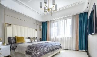 现代风格房屋卧室窗帘装潢装修图片