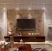 110平米新中式风格跃层客厅电视墙设计效果图
