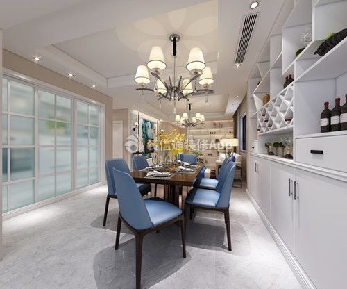 紫轩公寓现代简约160平四居室餐厅装修案例