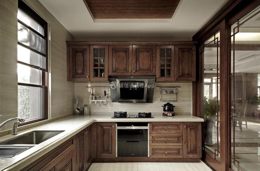 别墅家居厨房转角橱柜装饰效果图一览