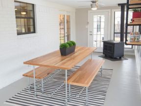 2023温馨北欧风格家装餐厅长方形餐桌布置图片