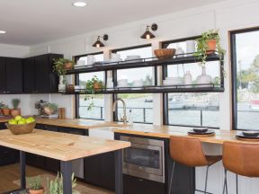 2023北欧风格家居厨房实木台面设计效果图片