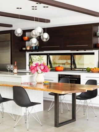 2023现代简约风格家居厨房吧台桌椅设计效果图片