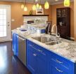 2023敞开式蓝色厨房吧台装修效果图片