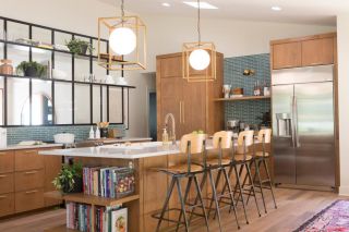 2023美式简约风格开敞式厨房吧台设计图片