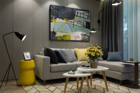 简约现代风格103平三居室客厅沙发背景墙设计图片