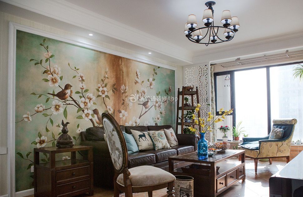 美式风格家用客厅背景墙装修设计图一览