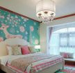 儿童房床头墙壁彩绘背景墙设计效果图 