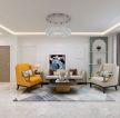 现代轻奢风格110平米二居客厅沙发墙设计效果图