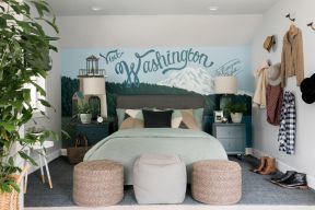 2023北欧风格家庭卧室挂衣墙设计图片