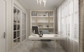 现代轻奢风格110平米二居书房书柜设计效果图