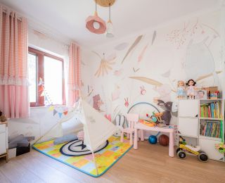 女生卧室儿童房墙壁设计实景图2023