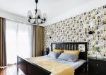 美式风格住宅卧室床头壁纸装潢装修图片赏析