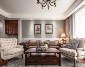  2020沉稳美式客厅设计 美式客厅家具 美式客厅沙发