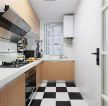 北欧简约家装长方形厨房黑白地砖设计图片