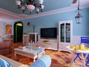 田园风格家庭房屋客厅室内颜色搭配设计效果图
