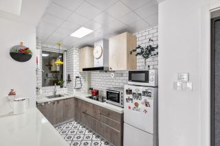 北欧简约家装U型厨房地板砖设计图