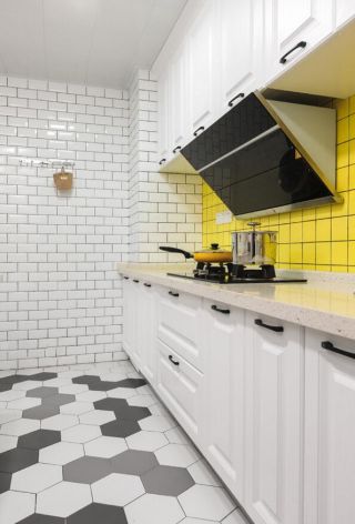 北欧简约风格家装厨房背景墙砖设计效果图
