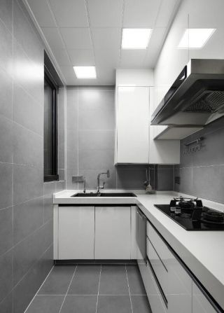 北欧简约风格家装厨房白色橱柜设计效果图