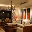东南亚风格家庭客厅室内背景墙挂画装修