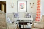 现代法式风格客厅沙发墙面挂画布置图片