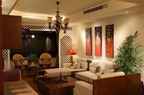  东南亚风格客厅设计 2020东南亚风格客厅沙发背景墙装修效果图